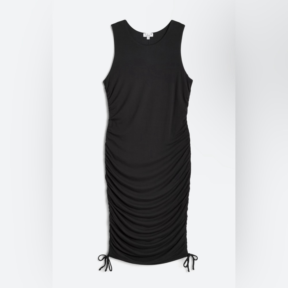 Beautiful black dress Size S with Rouching and side tie details